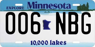 MN license plate 006NBG
