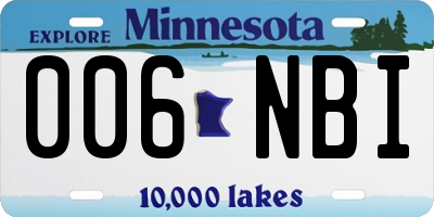 MN license plate 006NBI