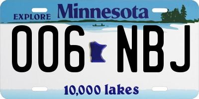 MN license plate 006NBJ