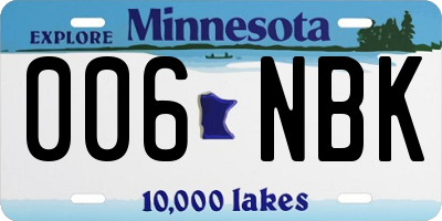 MN license plate 006NBK