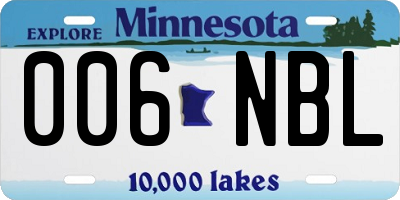 MN license plate 006NBL