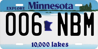MN license plate 006NBM