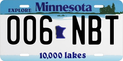 MN license plate 006NBT