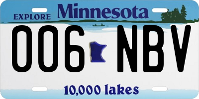 MN license plate 006NBV