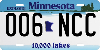 MN license plate 006NCC
