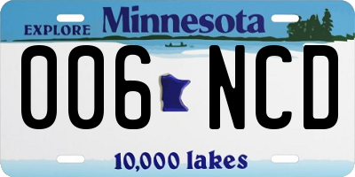 MN license plate 006NCD