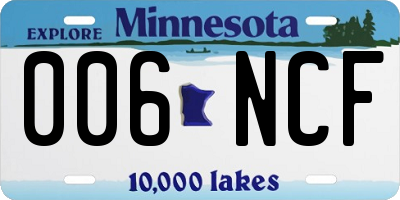 MN license plate 006NCF