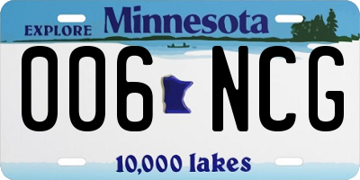 MN license plate 006NCG