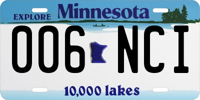 MN license plate 006NCI