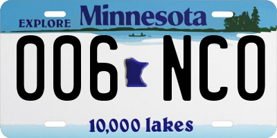 MN license plate 006NCO