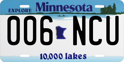 MN license plate 006NCU