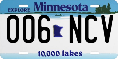 MN license plate 006NCV