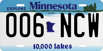 MN license plate 006NCW