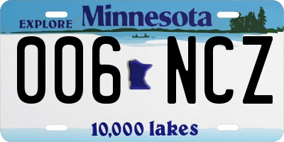 MN license plate 006NCZ