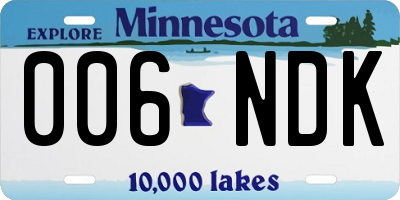 MN license plate 006NDK