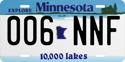 MN license plate 006NNF