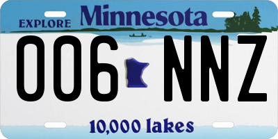 MN license plate 006NNZ