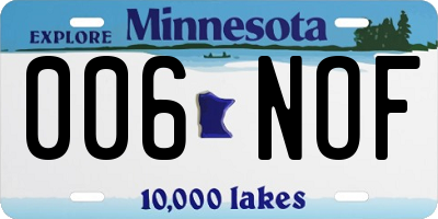 MN license plate 006NOF