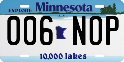 MN license plate 006NOP