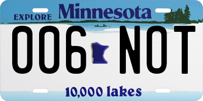 MN license plate 006NOT