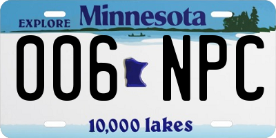 MN license plate 006NPC