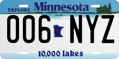 MN license plate 006NYZ