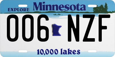 MN license plate 006NZF
