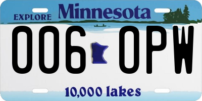 MN license plate 006OPW
