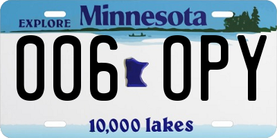 MN license plate 006OPY
