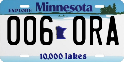 MN license plate 006ORA