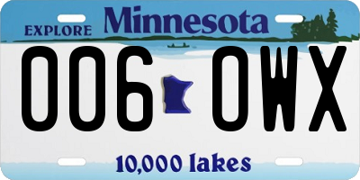 MN license plate 006OWX