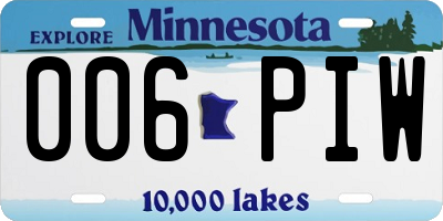 MN license plate 006PIW