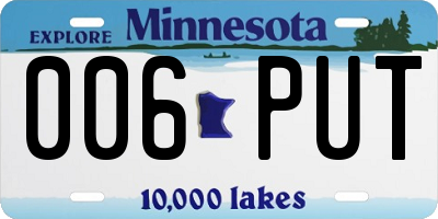 MN license plate 006PUT