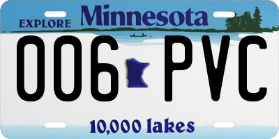 MN license plate 006PVC