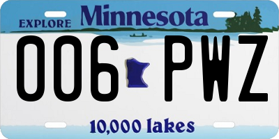 MN license plate 006PWZ