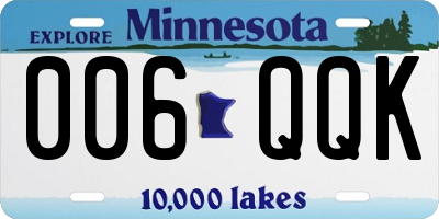 MN license plate 006QQK