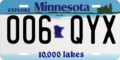 MN license plate 006QYX