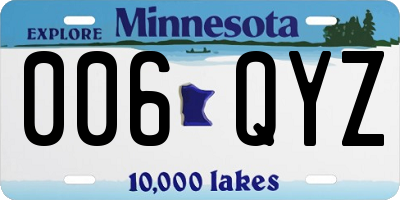 MN license plate 006QYZ