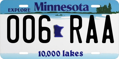 MN license plate 006RAA