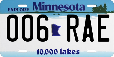 MN license plate 006RAE