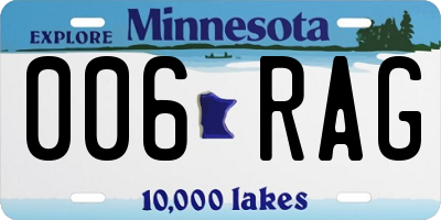 MN license plate 006RAG