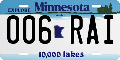 MN license plate 006RAI