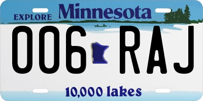 MN license plate 006RAJ