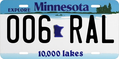 MN license plate 006RAL