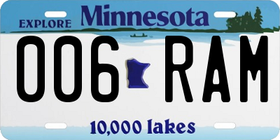 MN license plate 006RAM