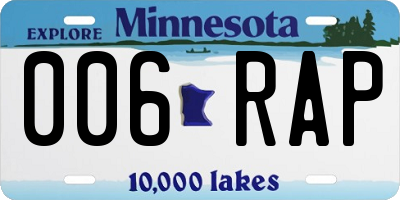 MN license plate 006RAP