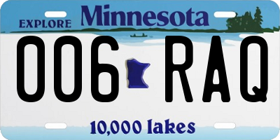 MN license plate 006RAQ