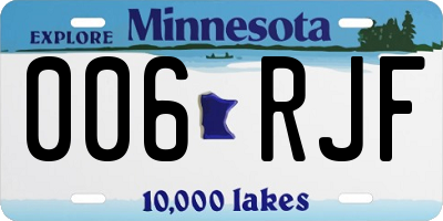 MN license plate 006RJF