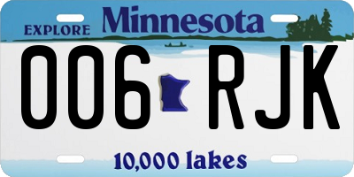 MN license plate 006RJK
