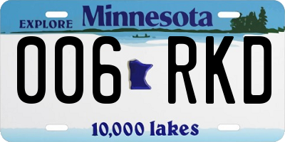 MN license plate 006RKD